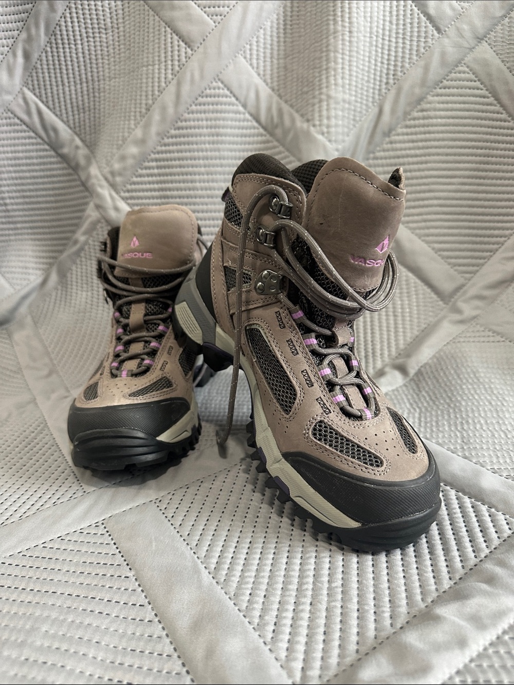 Vasque Women's Taupe Hiking Boots with Pink Accents